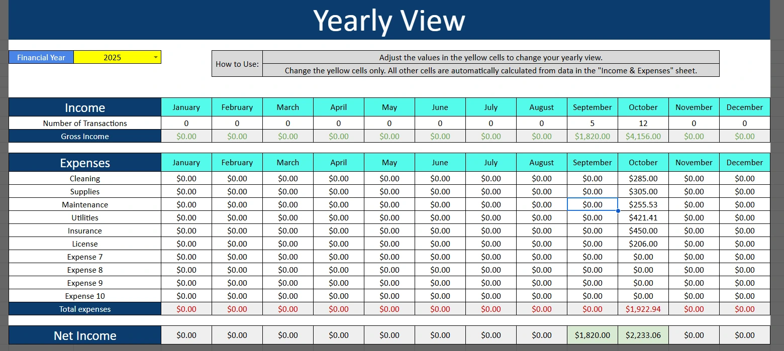 bookkeeping spreadsheet template made with google sheets