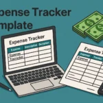 an assortment of expense tracking items