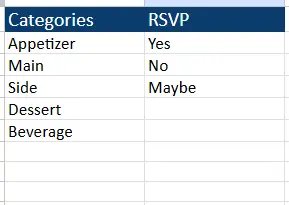 new year menu dropdown list