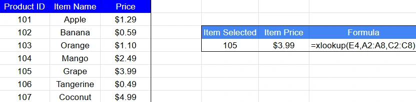 xlookup example