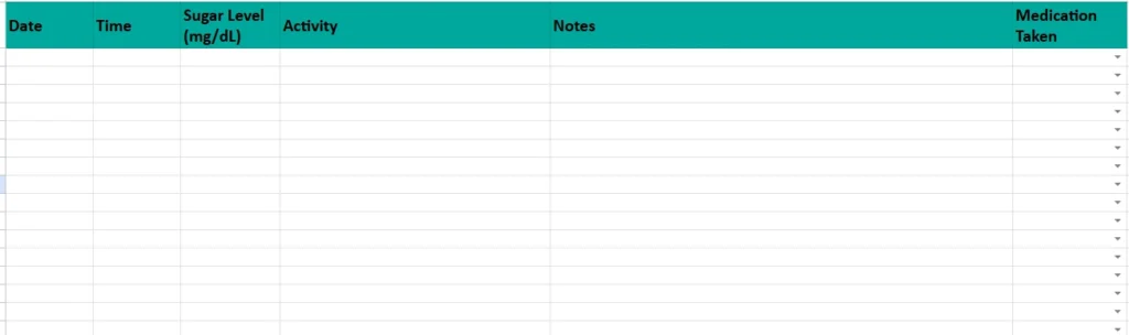 blood sugar data entry