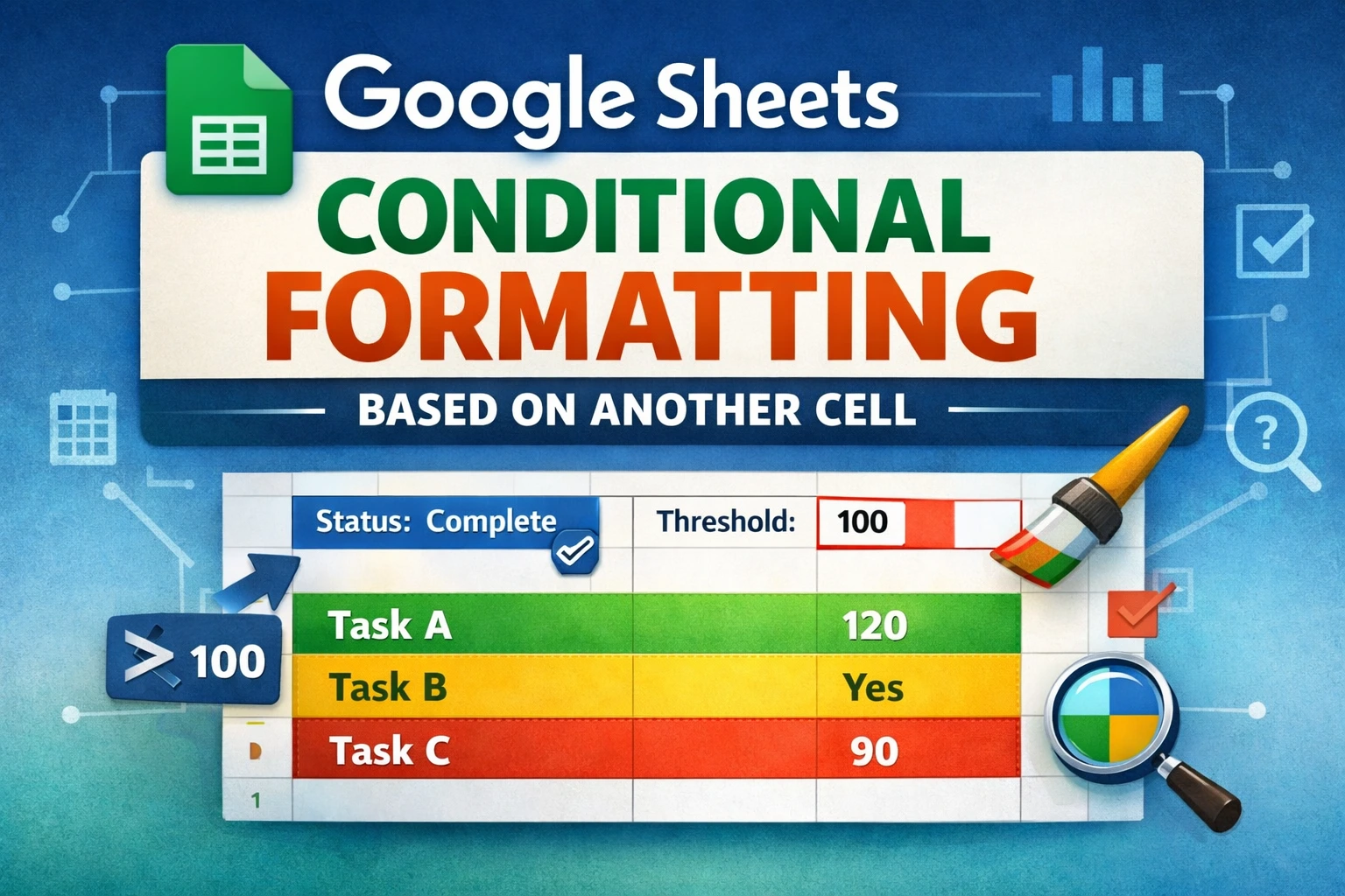 Conditional Formatting Based On Another Cell in Google Sheets