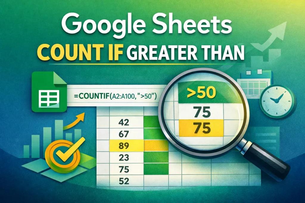how to count a value if it's greater than a specific number in google sheets