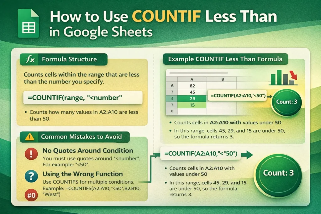 infographic showing how to count a number if less than a specific value