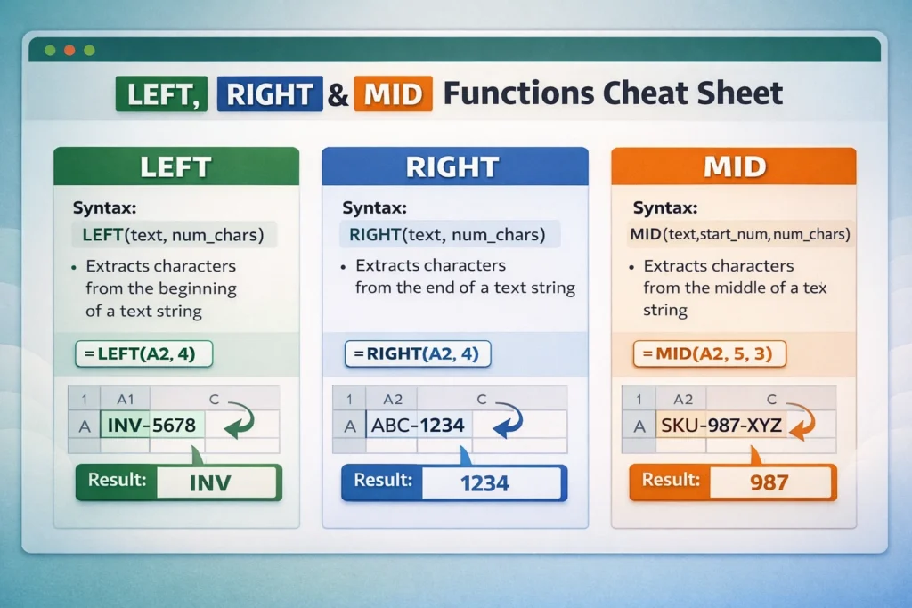 infographic for left, right, and mid functions