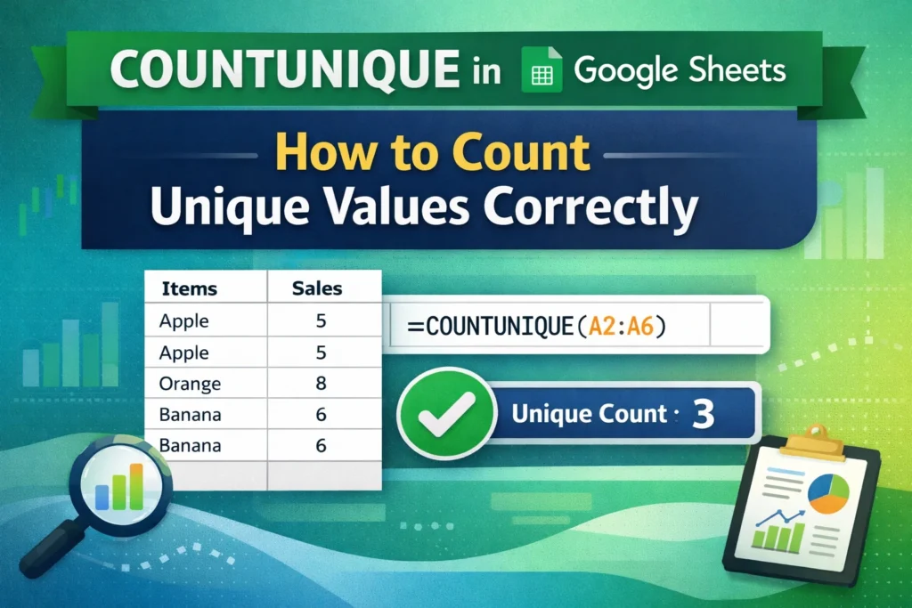 google sheets countunique function