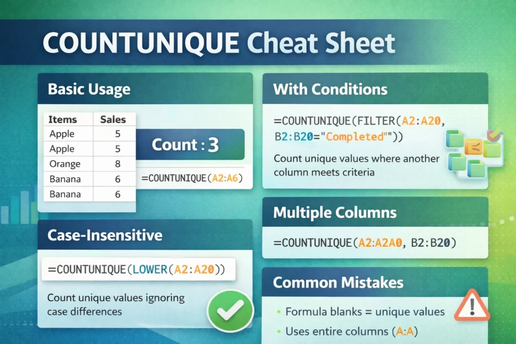 google sheets countunique infographic