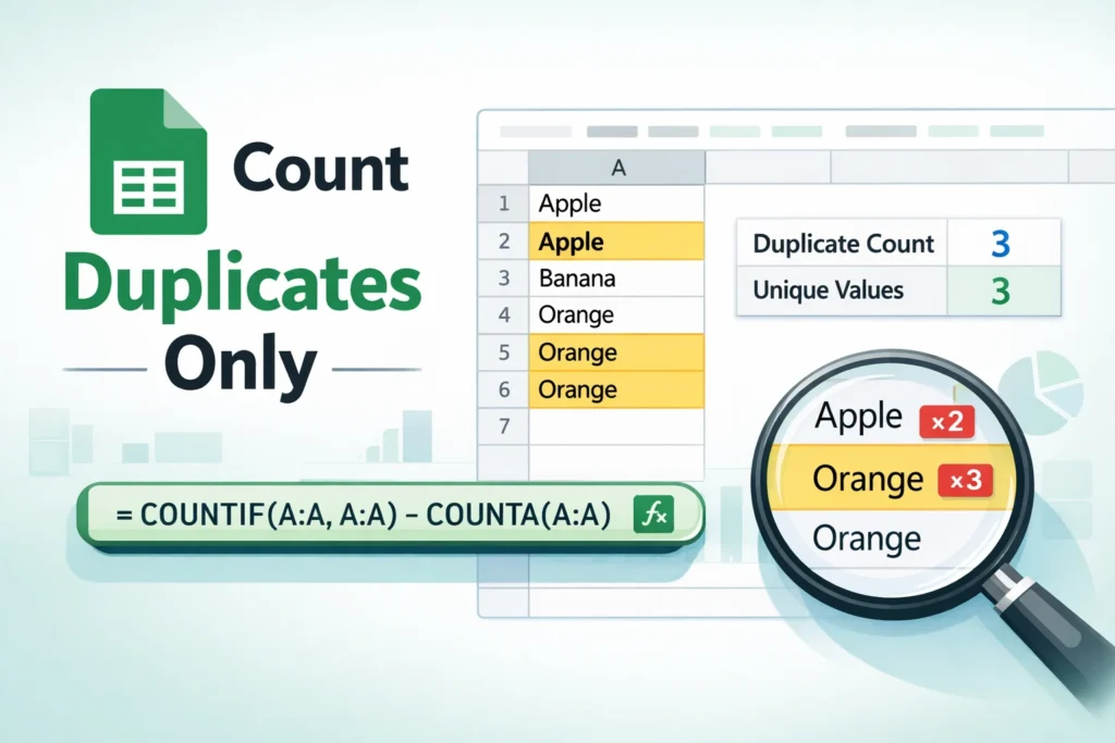 how to count duplicates only
