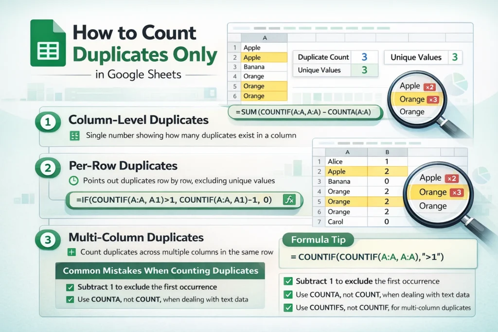 how to count duplicates only infographic