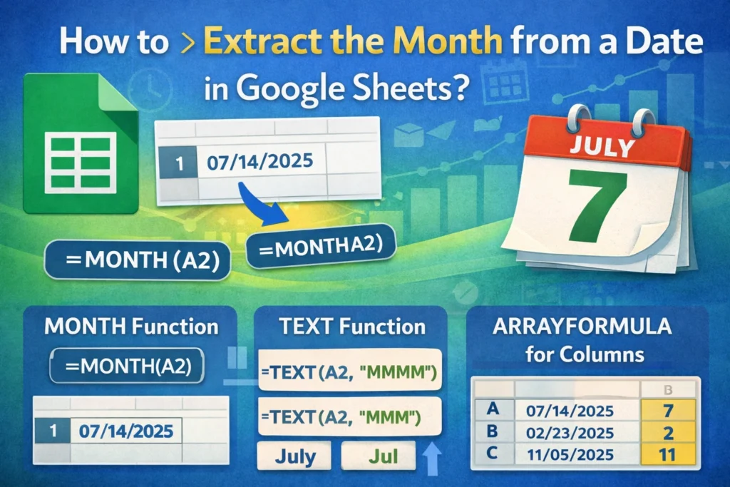 infographic on howto extract month from date in google sheets