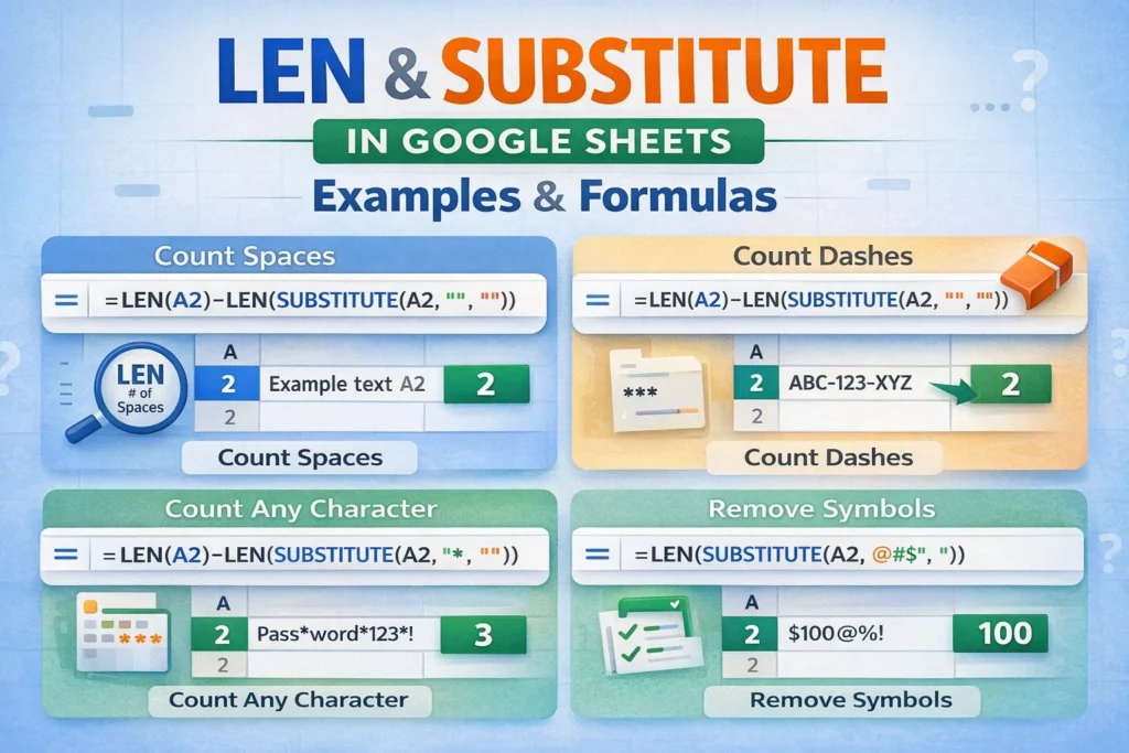 infographic on how to use len and substitute functions together