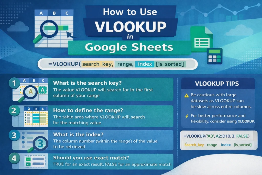 vlookup infographic for google sheets
