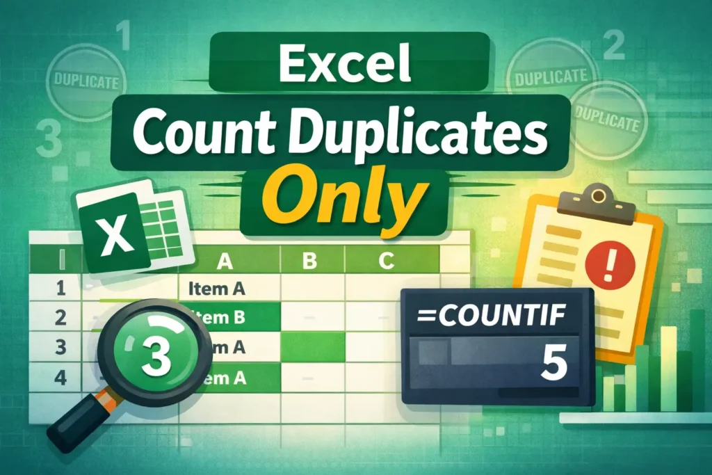 count duplicate values only in excel