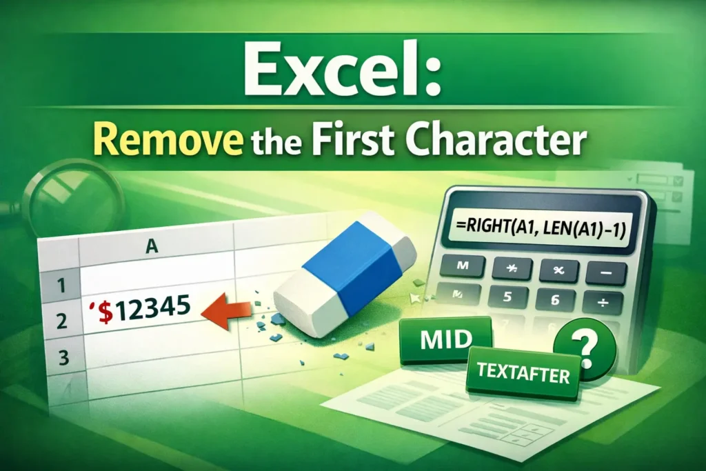 how to remove the first character in a string for excel