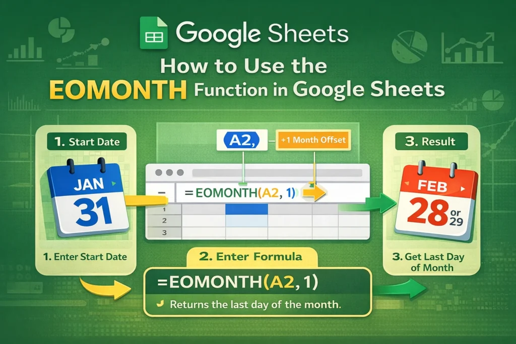 how to use emonth function in google sheets