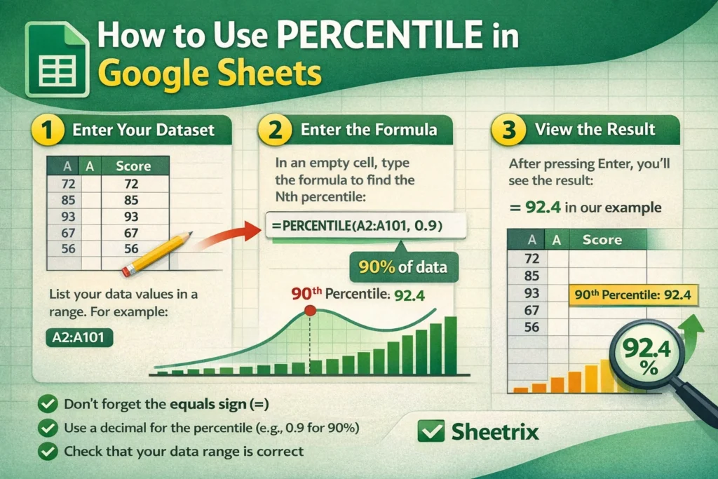 google sheets percentile function infographic