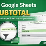 subtotal function in google sheets