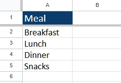 macro tracker dropdown list
