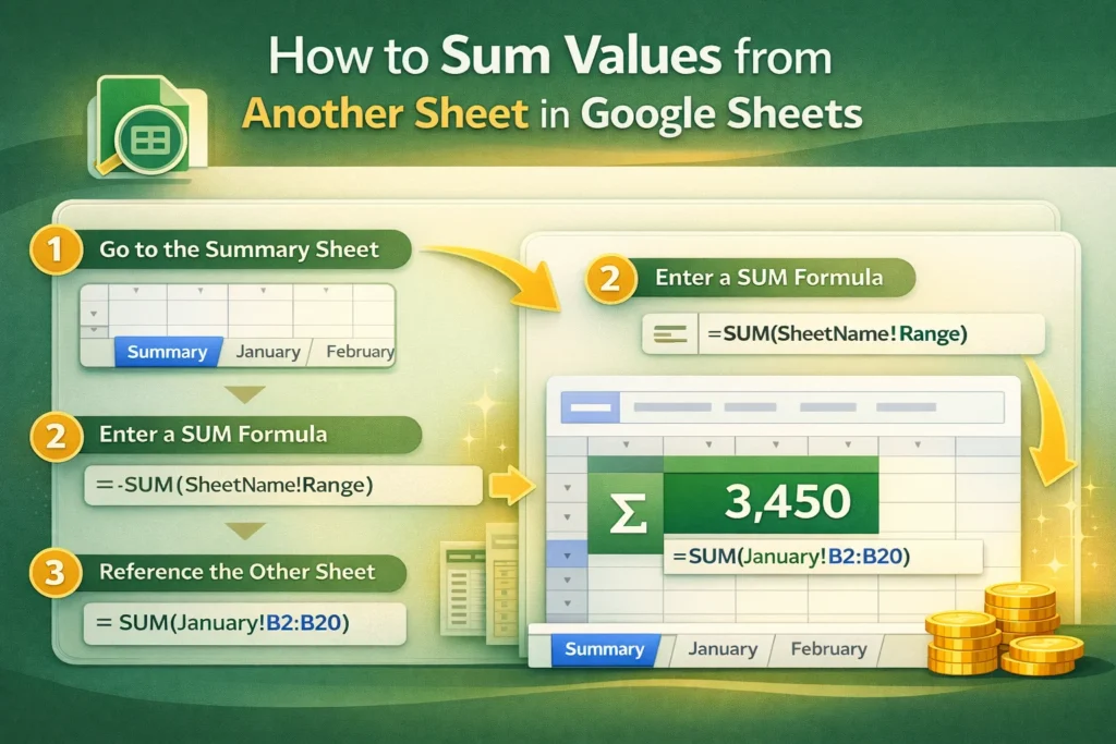 how to sum values from another sheet infographic