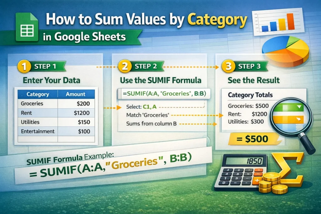 how to sum values by category infographic
