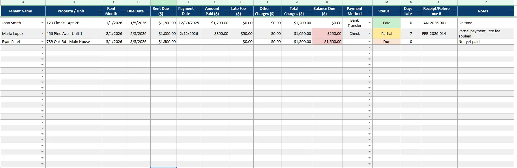 Free Rental Ledger Template (Google Sheets)