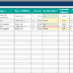 tax expenses spreadsheet expense log