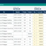 Palworld TCG collection tracker spreadsheet with card prices, value and gain or loss in Google Sheets